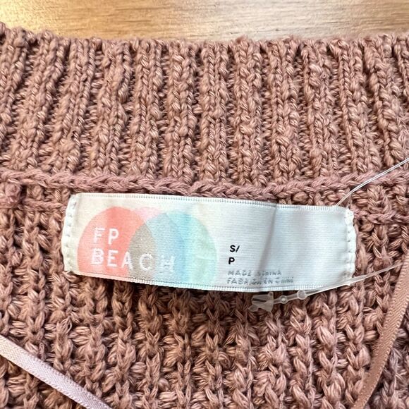 Free People Beach G2G Getaway Midi Dress Size S Brown Tan Sweater Knit - Picture 3 of 10